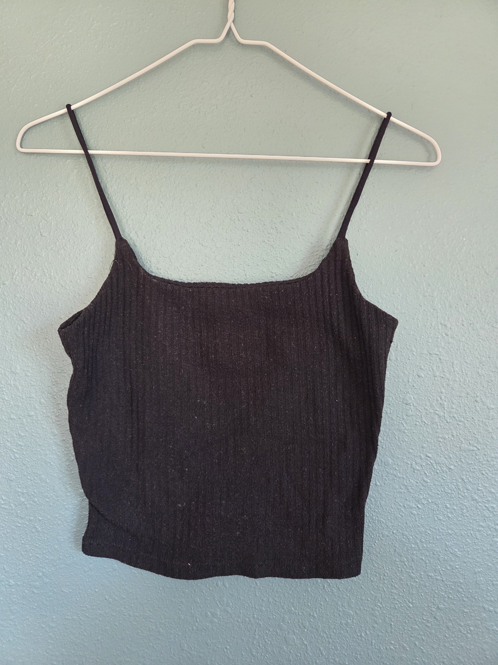 SHEIN Black Ribbed Square Neck Camisole